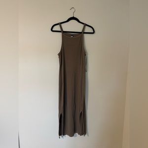 Old Navy Fitted long casual thin strap dress taupe nude color